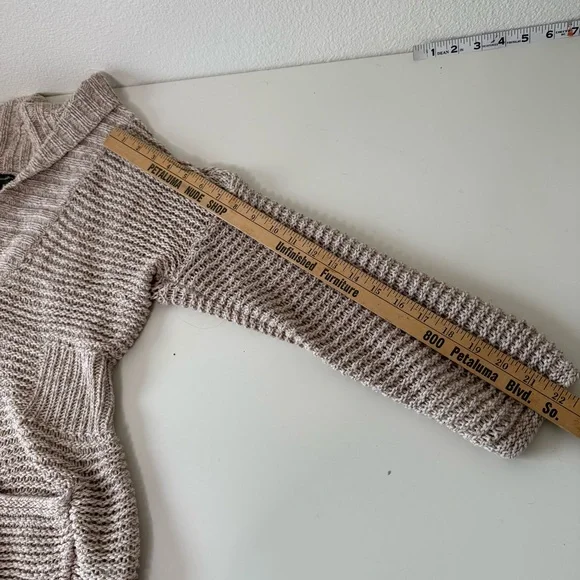 Eddie Bauer Chunky Knit Shawl Collar Cardigan Sweater Tan Beige Size Large - Picture 14 of 16